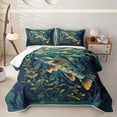 thumbnail image 2 of Feelyou Cartoon Rustic Bass Fish Twin Quilt Set for Men Boys, Rustic Fishing Lake Animal Twin Coverlet Set, Green, 2pcs, 2 of 7