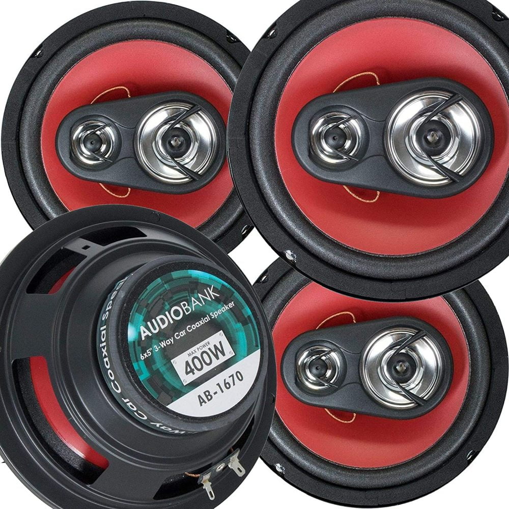 "2 Pairs of TaliaPosy 6.5"" 400 Watt 3Way Red Car Audio Stereo Coaxial