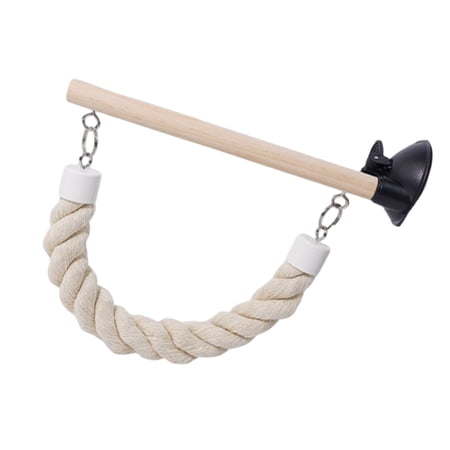 Misright Wooden Bird Perch Stand Rope Swing Toy For Parakeets And Small Pet Enrichment