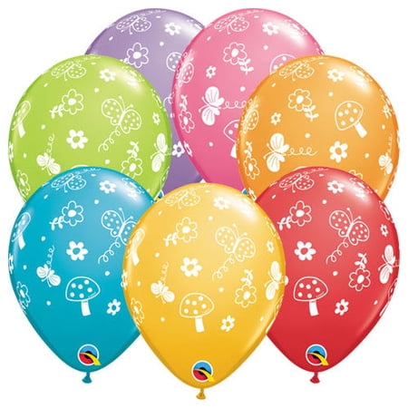 11 inch Qualatex Garden & Butterflies Latex Balloons (6 Pack) - Party Supplies Decorations