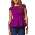 thumbnail image 1 of INSPIRAR CHIC Blusas de Peplum para Mujeres con Mangas Cortas y Cuello Redondo en Color Sólido S Púrpura, 1 of 6