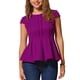 thumbnail image 1 of INSPIRAR CHIC Blusas de Peplum para Mujeres con Mangas Cortas y Cuello Redondo en Color Sólido S Púrpura, 1 of 6