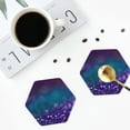 thumbnail image 5 of Bingfone Vintage Purple And Green Glitter Leather Drinks Coasters With Set Of 6,Suitable For Home Kitchen,Coffee Cup Coasters Home Gift, 5 of 9