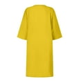 thumbnail image 5 of Summer Dresses for Women 2024 Summer Retro Solid Color Cotton Linen V-Neck Half Sleeve Dress Light Breathable Dress Dresses for Women 2024 Dresses for Women 2024 Casual Spring Yellow Cotton Linen 2XL, 5 of 5