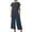 Navy, variant on 2 Piece Outfits for Women Summer Casual Beach Linen Sets Button Back Crop Top Wide Leg Pant Set with Pockets
