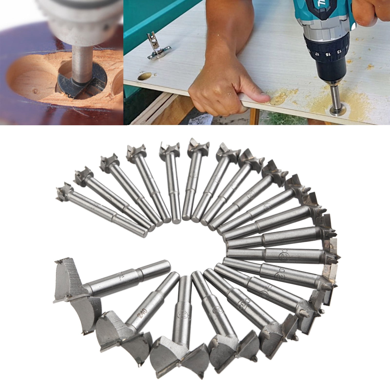 Yammee 20pcs/set 14-50mm Forstner Drill Bits Woodworking Self Centering Hole Saw Carbide Wood Cutter Tools