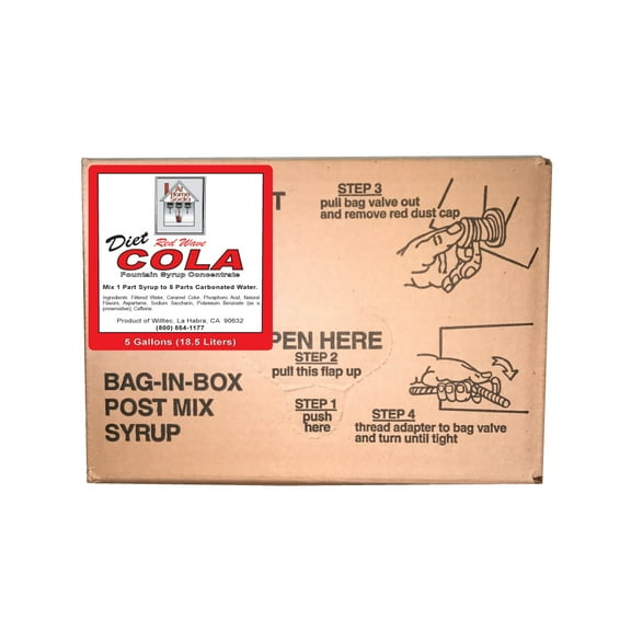 Willtec Diet Red Wave Cola Soda Syrup, 5 Gal.