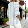 thumbnail image 4 of Gytharion Women's 3/4 Sleeve Shirts Trendy Elegant Stripe Print V-Neck Pullover Top Business Casual Bell Sleeve Dressy Blouses for Women, 4 of 6