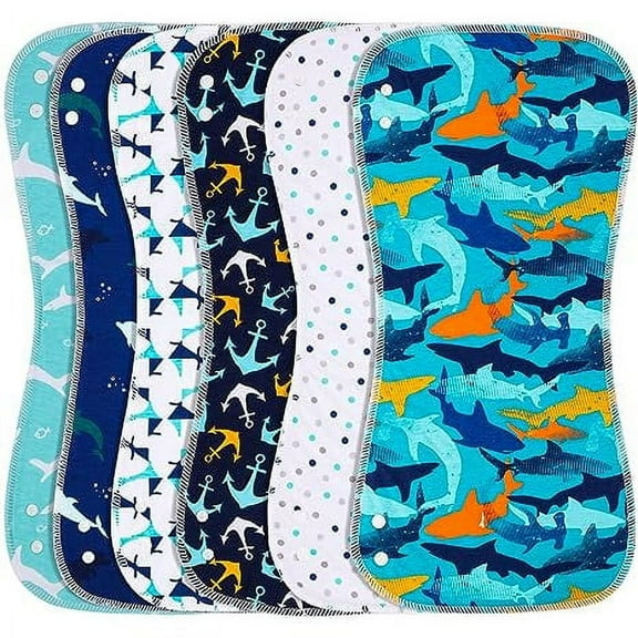 Baby Burp Cloths & Baby Bibs 2-in-1 Design Large Size 3-Layers Thicken 100% Cotton Super Absorbent and Soft Baby Spit Up Burping Rags Baby Burp Cloth Set for Boys 6 Pack