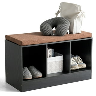 Buy Wholesale QI003280L Wooden Shoe Cubicle Storage Entryway Bench with  Soft Cushion for Seating