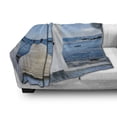 thumbnail image 3 of Beach Soft Flannel Fleece Throw Blanket, Coastal Theme with the Ocean Sea Sunny Day Scenery with Patio from Window, Cozy Plush for Indoor and Outdoor Use, 50" x 70", Pale Blue and White, by Ambesonne, 3 of 6