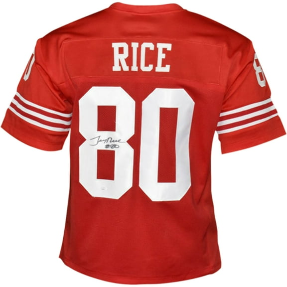 Jerry Rice Autographed San Francisco 49ers (Red #80) Custom Jersey - JSA