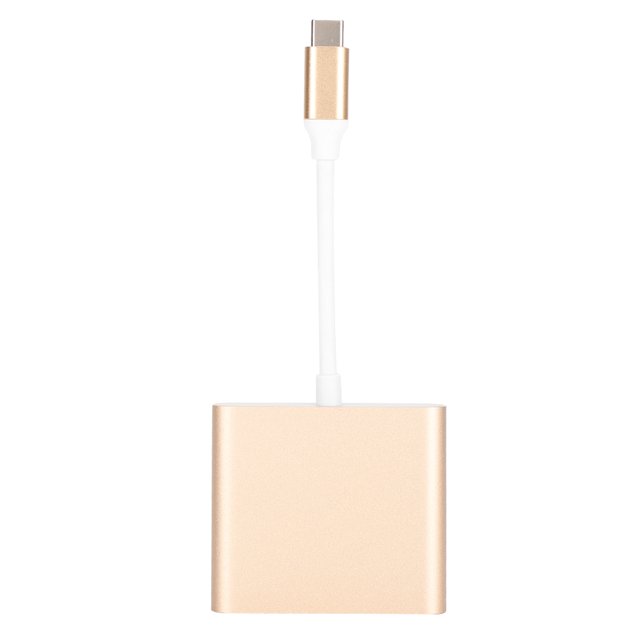 Convertidor tipo c a HDMiUSB3.1 Carcasa de aleación de aluminio Soporte multipuerto compacto 1080P (Oro)