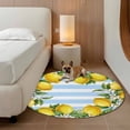 thumbnail image 2 of Summer Lemons Round Area Rug 6Ft Washable Circle Rugs for Bathroom Office, Fruits White Flowers Farm Blue White Stripes Non-Slip Carpet Floor Mats Indoor Outdoor Carpet Runner Aesthetic Home Decor, 2 of 8