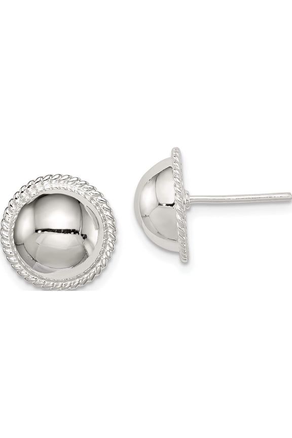 Sterling Silver 12mm Button Earrings (13 X 13) Made In Thailand qe3493