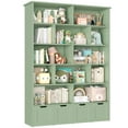 thumbnail image 6 of Homfa 68.9" Tall Toy Storage Organizer, 12 Storage Cubbies Bookcase with 4 Drawers for Playroom Living Room, Green, 6 of 7
