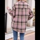 thumbnail image 4 of Camisas Clásicas de Franela A Cuadros con Botones para Mujer, Blusas Informales Extragrandes de Larga para Negocios. Rosa L, 4 of 10