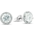 thumbnail image 2 of Pompeii 2 1/5 Ct Diamond Halo Moissanite Studs 10k White Gold (H,VS), 2 of 3
