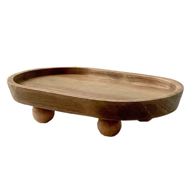 Wood Riser,Small Wooden Pedestal Stand Decor Tray B8J7 RFT XBX X6Y0-- F7C2 SNK