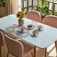 thumbnail image 3 of Teal Easter Table Cloths for 6 Foot Rectangle Tables, Spring Polka Dots Bunny Easter Eggs Wooden Patio Waterproof Elastic Fitted Tablecloths, Washable Rectangular Table Cover for Camping, 3 of 8