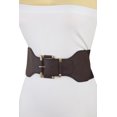 thumbnail image 3 of Women Dark Brown Elastic Wide Belt Gold Square Buckle S M, 3 of 12