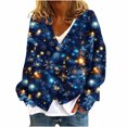 thumbnail image 3 of Wiyuqeen Womens Flannel Crop Cardigans V Neck Button Down Cardigan Sweaters Long Sleeve Xmas Graphic Jacket Marry Christmas Day Gifts, 3 of 6