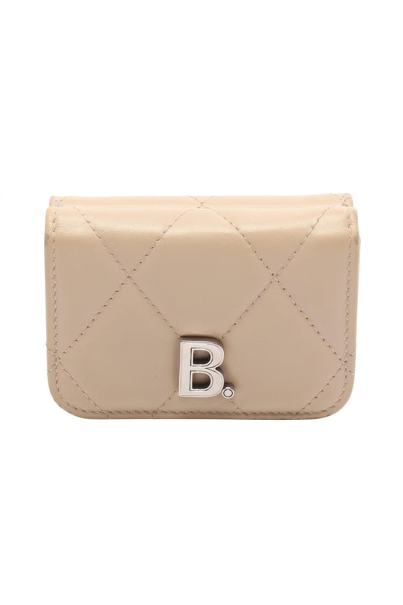 Pre-Owned Balenciaga Touch Mini Wallet Tri-fold Leather for Women, Beige