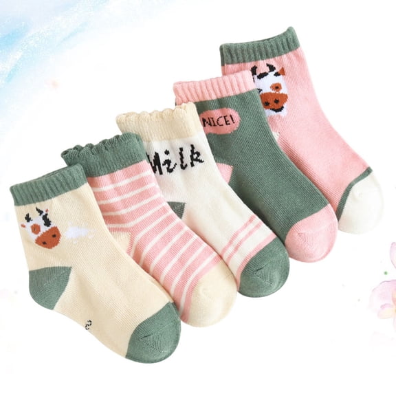 LOLIPPYY 5 Pairs Cotton Knee-High Tube Socks Assorted Colors for Comfortable Wear in Autumn and Winter Seasons