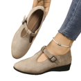 thumbnail image 6 of Willtoo Women Vintage T-Strap Faux Suede Wedge Flats Adjustable Buckle Low Heel Mary Jane Shoes Soft Non-Slip Retro Casual Walking Shoes, 6 of 6