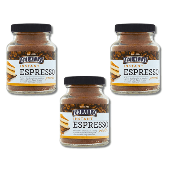 DeLallo Instant Espresso Powder for Baking & Drinks, Gluten Free, Non-GMO, 1.94 oz Jar, (3 Pack)