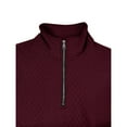 thumbnail image 4 of Men's Waffle Knit Sweatshirts Casual Quarter Zip Pullover Tops Long Sleeve Mock Neck Sweatshirt with Kangaroo Pocket (XL, Wine), 4 of 7