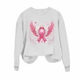 thumbnail image 4 of Nmnitkp Women Breast Cancer Awareness Sweatshirt Pink Ribbon Inspirational Tops Casual Long Sleeve Fall Winter Pullover White,XL, 4 of 5