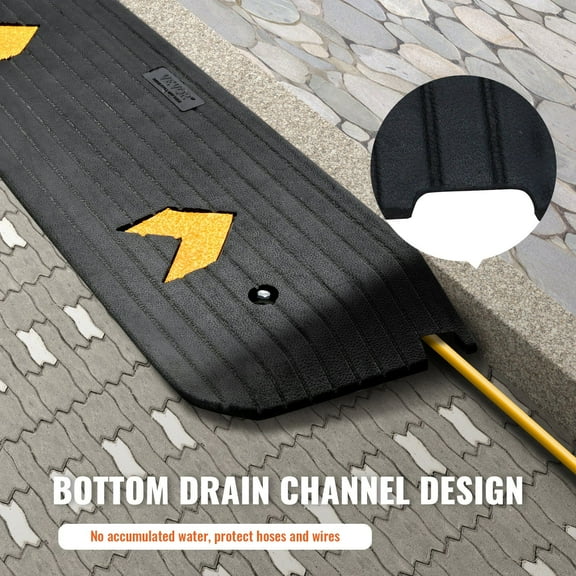 Natural Rubber Threshold Ramp 1 Inch Height for Wheelchair Scooter, High Capacity 33069 lbs, Non-Slip Textured Surface Doorway Curb Ramp