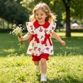 thumbnail image 2 of Baby Girl Outfits 2 Piece Ruffle Cartoon Print Lapel Sleeveless Top And Shorts Casual Wear Girls' Clothing Sets 6 Months-12 Months, 2 of 8