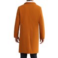 thumbnail image 3 of Abrigo INSPIRE CHIC para hombres, de doble botonadura, con cuello de muesca, cálido, abrigo largo de invierno para negocios con bolsillos, color marrón, 3 of 6