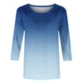 thumbnail image 3 of Birdeem T-Shirt Ample Imprimé pour Femmes, Blouse à Manches 3/4, Col Rond, Hauts Décontractés, 3 of 12