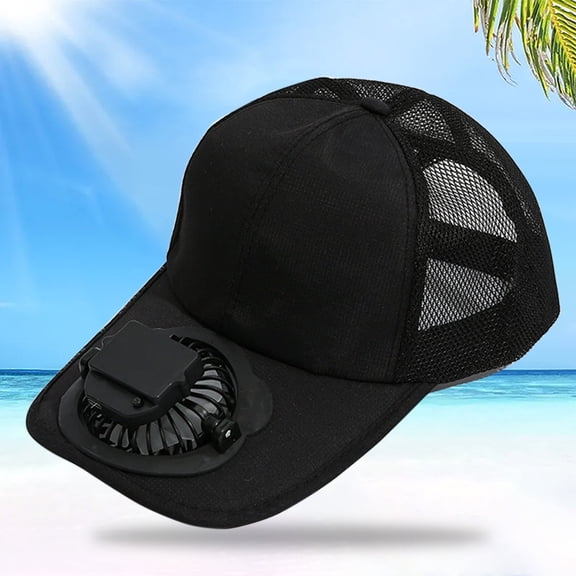 Fan Cap,USB Rechargeable Hat,UPF 50 Sun Protection 360° Rotatable Fan Cap for Adult Men Women Travel Outdoor Casual Summer Use(Black)