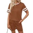 thumbnail image 3 of Shine Up Casual Outfit Sets for Women 2 Piece Loungewear Summer Tshirt Shorts Sets Stripe Tracksuits, 3 of 5