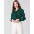 thumbnail image 3 of INSPIRE CHIC Blusa Elegante De Oficina De Trabajo Para Mujer, Camisa Plisada Con Cuello De Lazo Y Manga Larga Verde oscuro L, 3 of 6