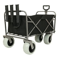 Fishing Cart & Beach Wagon 500LBS - Rod Holders, 9" Pneumatic Sand Wheels, Steel Frame, Multiuse Bag & 3-Pcs Cover (Black, All-Terrain)