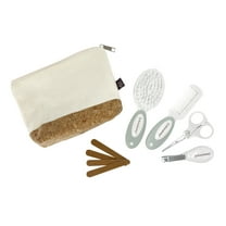 Dreambaby Neat & Tidy 9pc Wheatgrass Baby Grooming Kit - Eco-Friendly Baby Care Kit with Cotton & Cork Travel Bag - Soft Brush, Comb, Safety Scissors, Nail Clippers - Less Plastic Waste