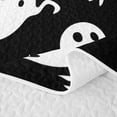 thumbnail image 5 of Homewish Vintage Halloween Ghost Quilt Full,Wavy Silhouette Pattern Full Bedspread Sets,Black White,3 Pieces, 5 of 7