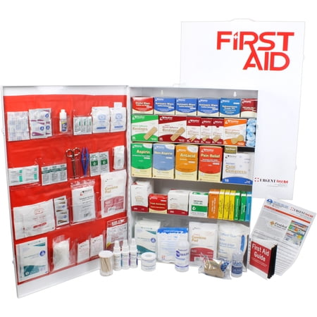 OSHA & ANSI 5 Shelf Industrial First Aid Cabinet with Pocket Liner, 200 Person, 1890 Pieces, 2015 Class A+, Types I & II, Made in USA