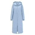 thumbnail image 5 of XPMWRP Warm Long Hooded Cotton Jacket Thick Outerwear Casual Full Sleeve Comfortable Coat for Women Winter Wear Stylish Daily Vacation Party Blue XXL, 5 of 7