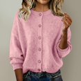 thumbnail image 3 of Holzkary Button Down Cardigans Sweater for Women Loose Crewneck Long Sleeve Knitted Casual Oversize Cropped Pullover Fall Trendy Winter Fashin 2026 Business Casual Sweaters for Women Pink M, 3 of 4