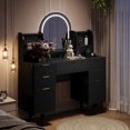 thumbnail image 7 of UGTOO 44.3" Makeup Vanity Desk with LED Mirror & 7 Drawers - Modern Wood Dressing Table Black, 3 Light Modes, Storage for Bedroom/Apartment, 7 of 7