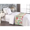 thumbnail image 2 of Tropical Bed Runner, Flamingo Pattern with Exotics Feels Leaves Greenery and Orchids Art, Decorative Accent Bedding Scarf for Hotels Homes & Guest Rooms, Twin, Dark Pink Jade Green Rose, by Ambesonne, 2 of 3