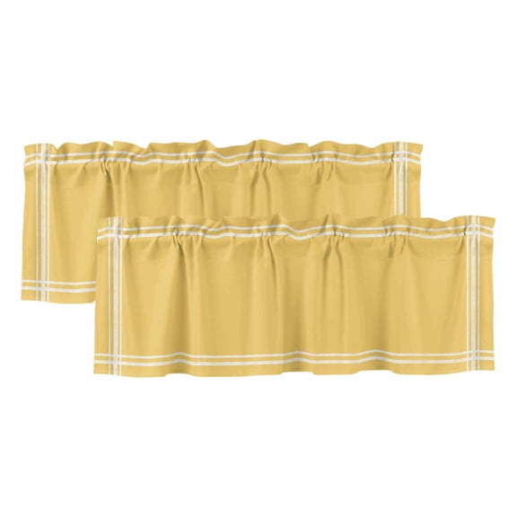 2 Pack Solid Color Valance for Window Yellow Kitchen Valance Rod Pocket Short Curtain Topper Decorative Window Treatment for Living Room Bedroom 54"x18"