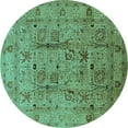thumbnail image 1 of Ahgly Company Indoor Round Oriental Turquoise Blue Industrial Area Rugs, 6' Round, 1 of 4