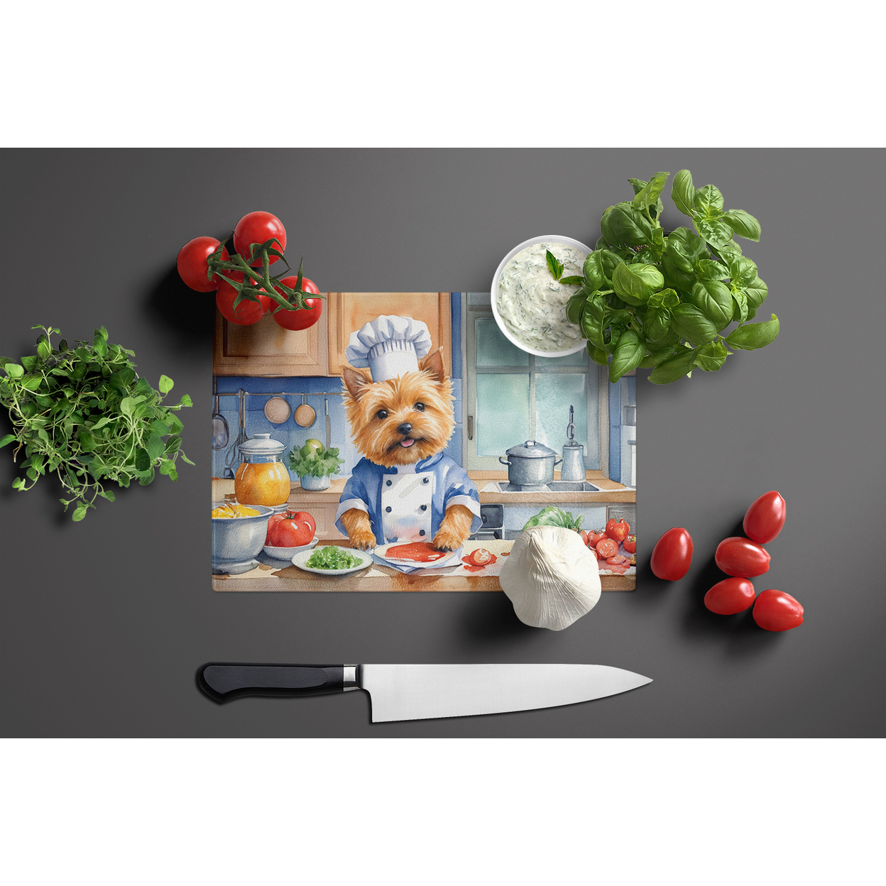 Norwich Terrier The Chef Glass Cutting Board 12 in x 15 in